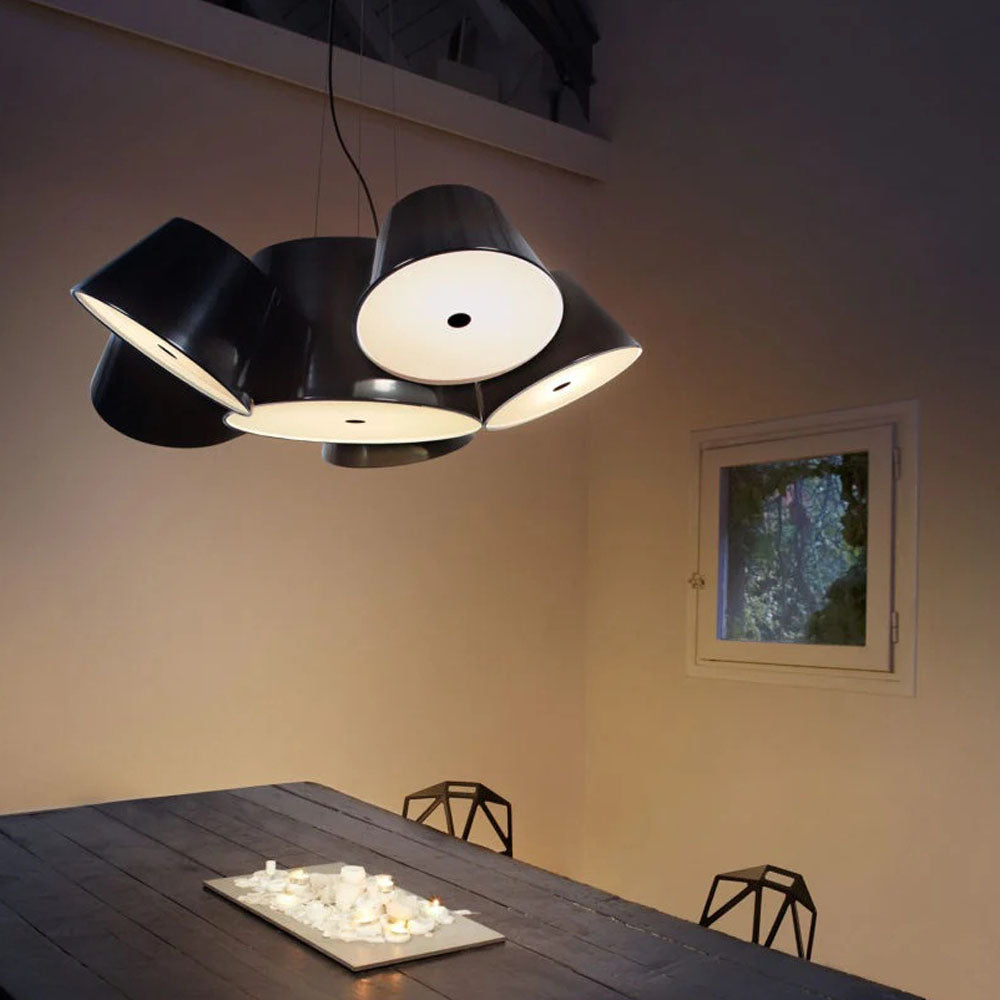 Tam Tam 5 Pendant Lamp by Marset, showing tam tam 5 pendant lamp in live shot.