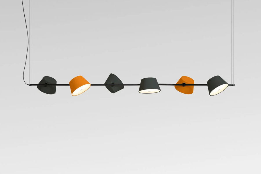 Tam Tam 6 Structure Pendant Lamp by Marset, showing multi color view of tam tam 6 structure pendant lamp.