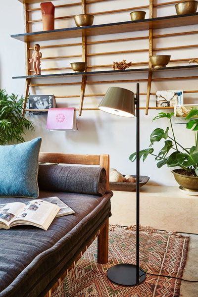 Tam Tam P Stem Floor Lamp by Marset, showing tam tam p stem floor lamp in live shot.