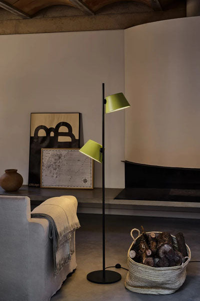 Tam Tam P Stem Floor Lamp by Marset, showing tam tam p stem floor lamp in live shot.