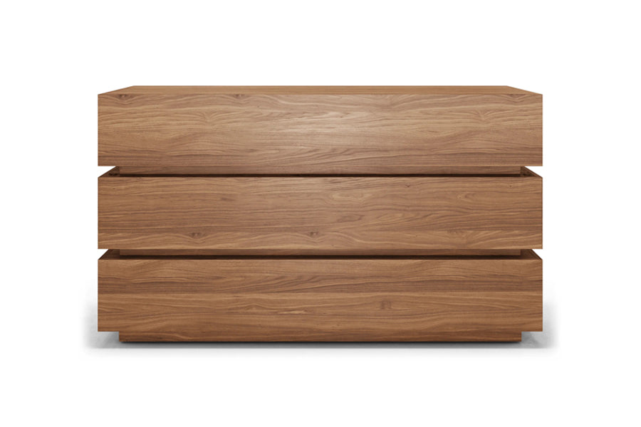 Tarian Dresser by Viesso, showing front view of tarian dresser in walnut.