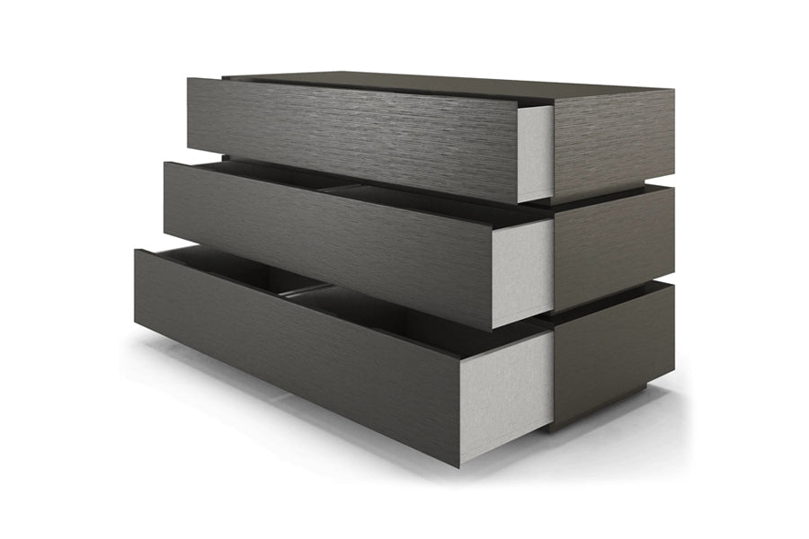 Tarian Dresser by Viesso, showing angle view of tarian dresser in wenge.