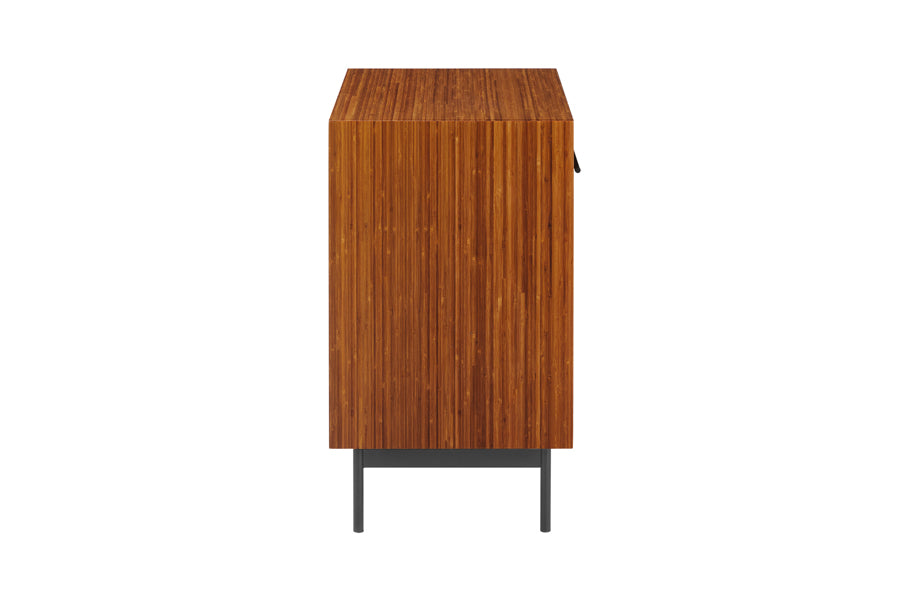 Taylor Bedroom Collection by Greenington, showing side view of taylor bedroom collection in amber bamboo wood/nightstand.
