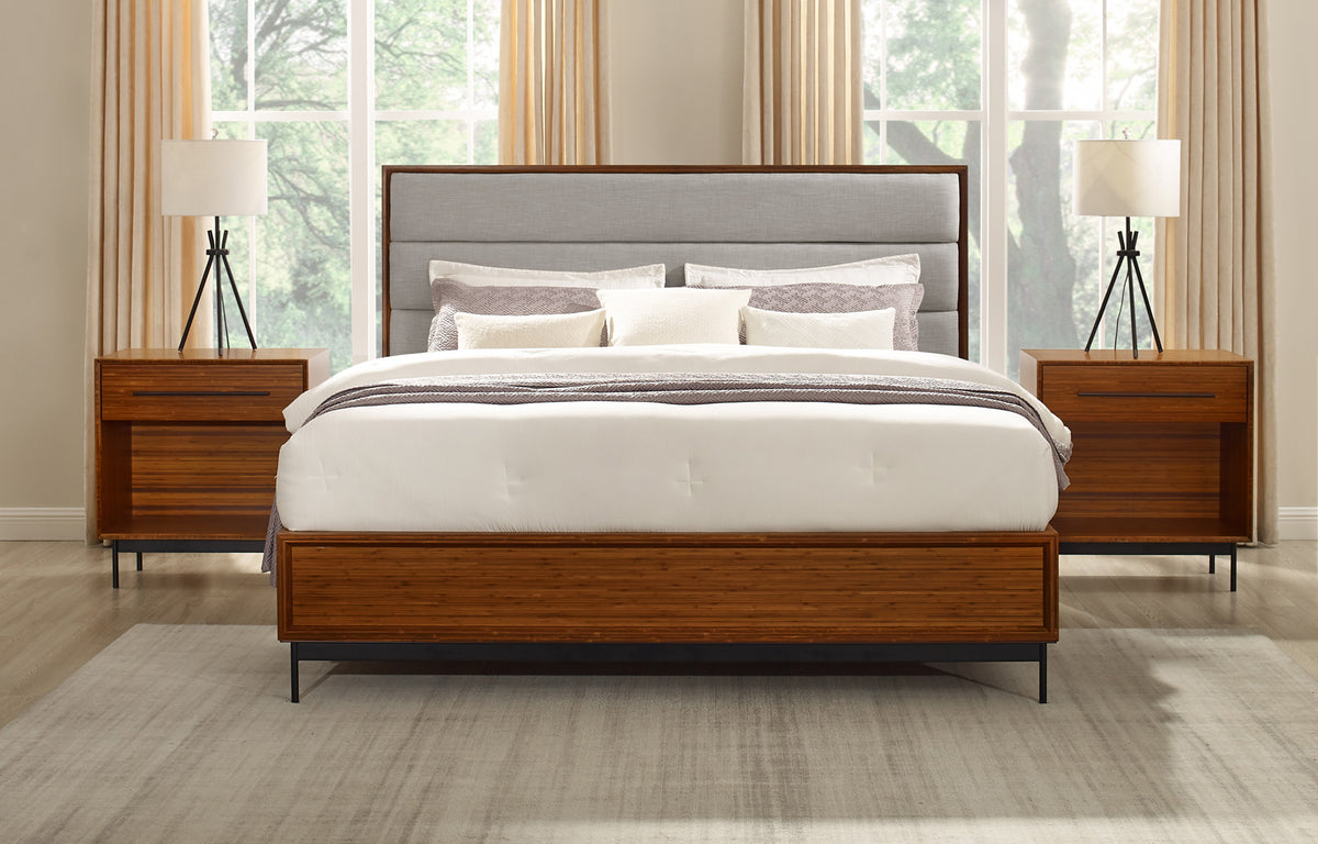 Taylor Bedroom Collection by Greenington - Bed + 2 Nightstands/Amber Bamboo Wood.