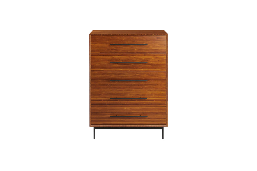 Taylor Drawer Chest by Greenington, showing front view of taylor drawer chest in amber.