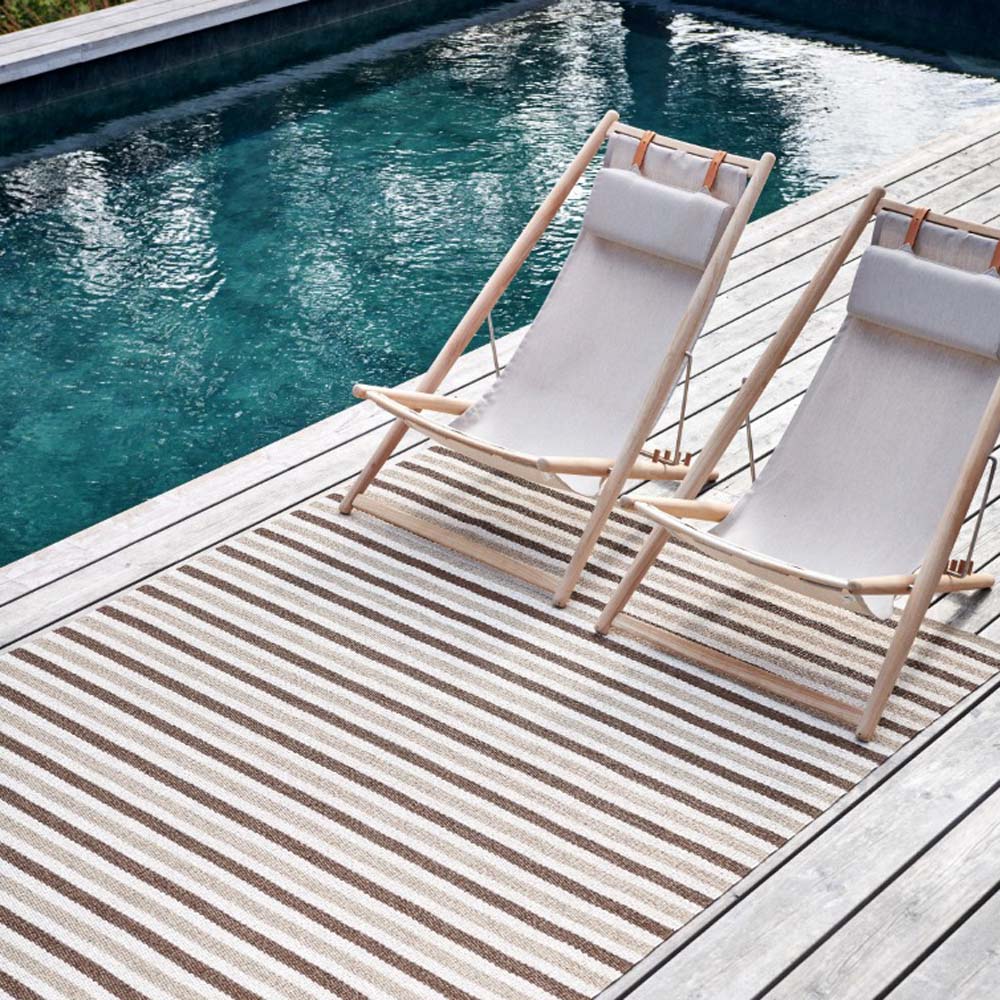 Teo Brown & Beige with Vanilla Runner Rug by Pappelina, showing teo brown & beige with vanilla runner rug in live shot.