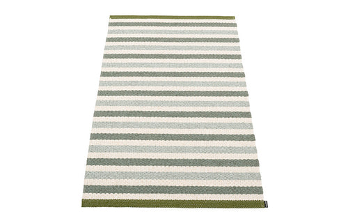 Teo Sage & Army with Vanilla Rug by Pappelina - 2.25' x 4'.