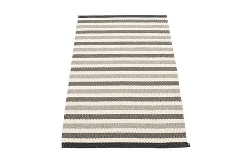 Teo Warm Grey & Charcoal with Vanilla Rug by Pappelina - 2.25'x4'.