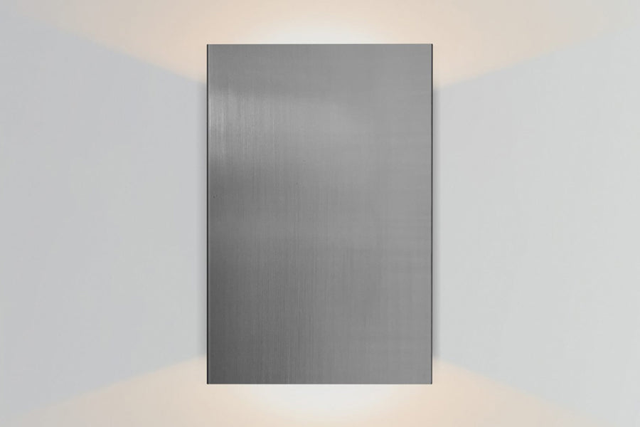 Tersus Outdoor LED Sconce by Cerno, showing front view of tersus outdoor led sconce in matte grey powdercoat.
