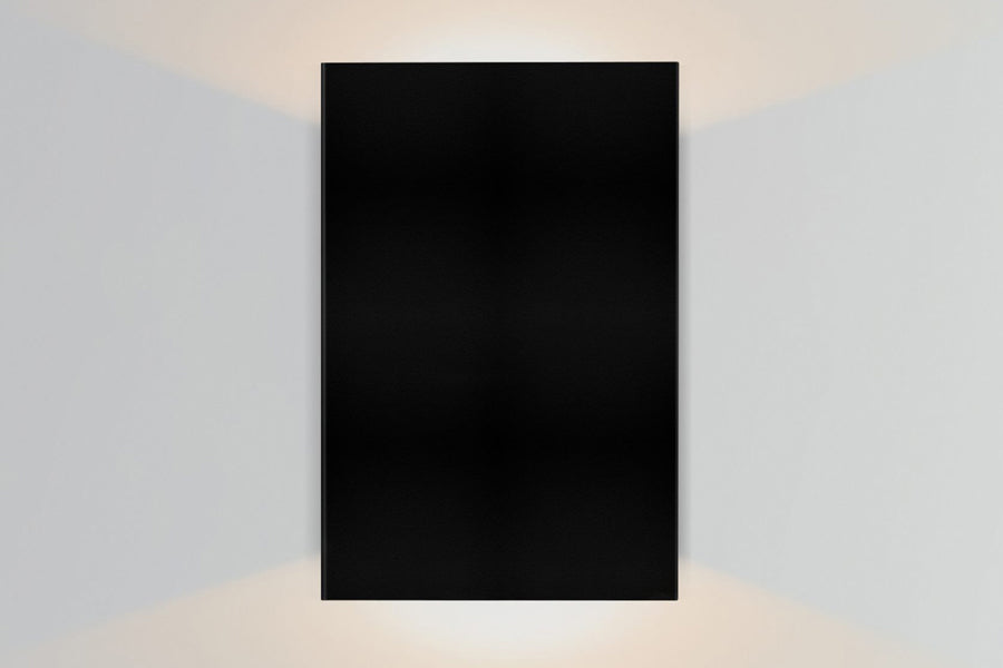 Tersus Outdoor LED Sconce by Cerno, showing front view of tersus outdoor led sconce in textured black powdercoat.