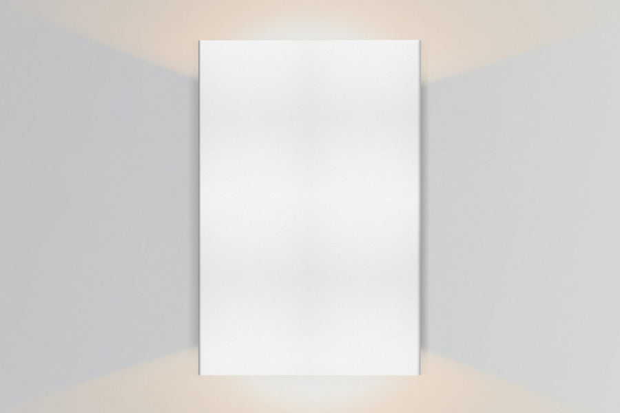 Tersus Outdoor LED Sconce by Cerno, showing front view of tersus outdoor led sconce in textured white powdercoat.