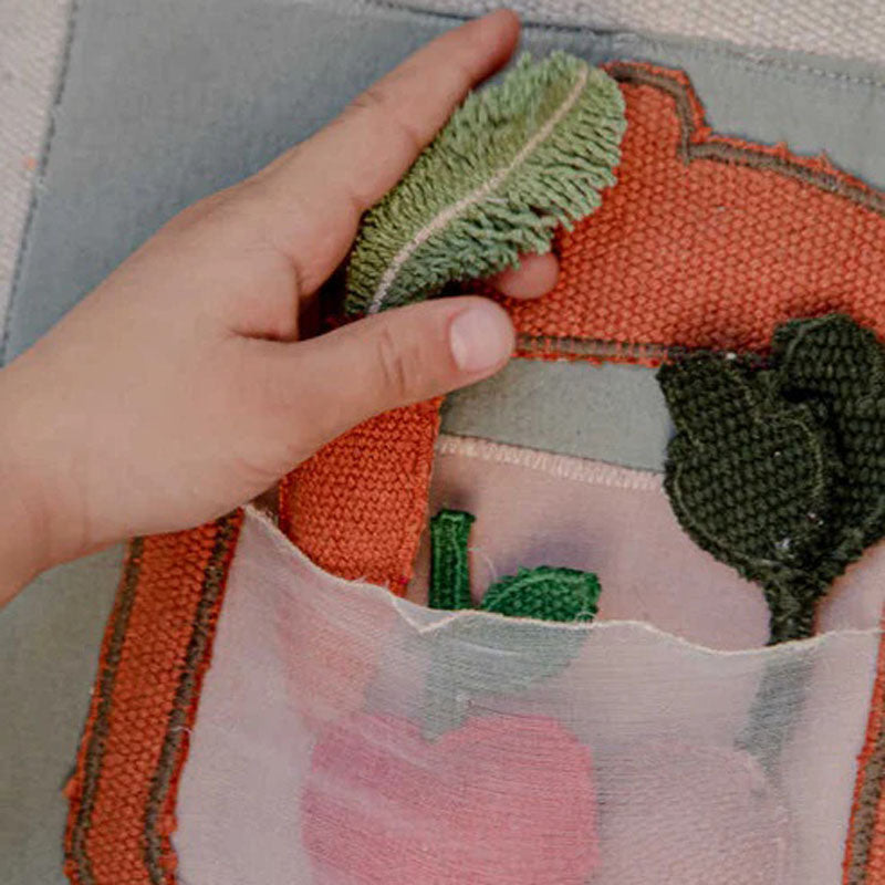 Textile Book "Cool Kids Eat Healthy" by Lorena Canals, showing textile book cool kids eat healthy in live shot.