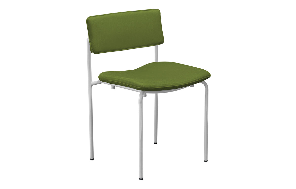 The Rachel Chair by Bend - White Metal, Palm Sunbrella Seat+Bikini Pads.