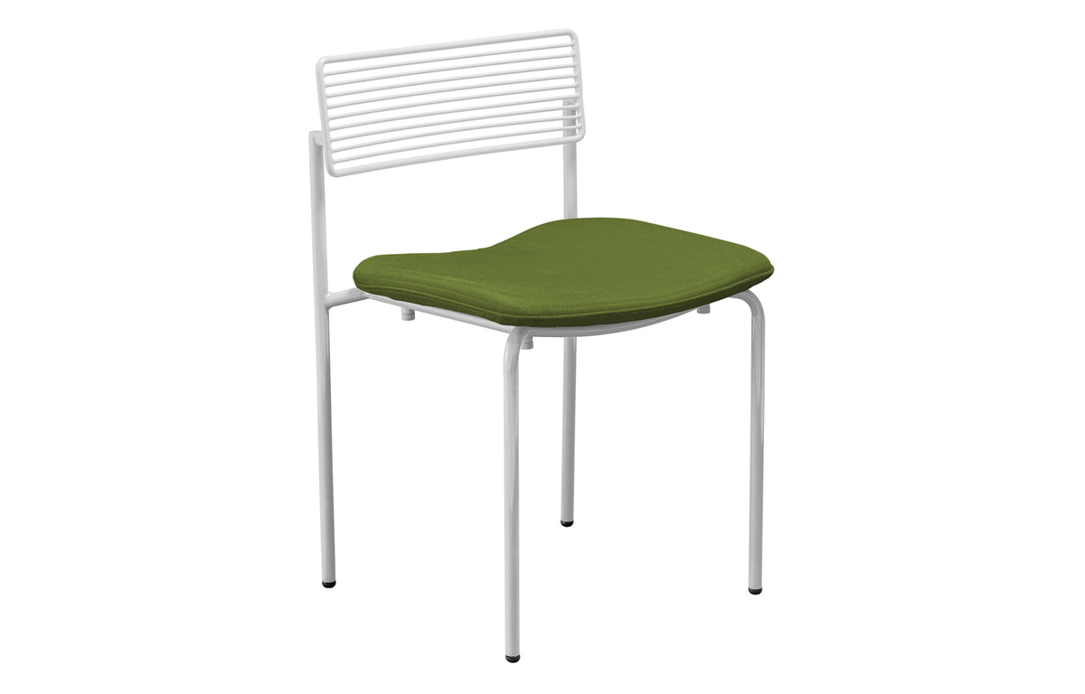 The Rachel Chair by Bend - White Metal, Palm Sunbrella Seat Pad.