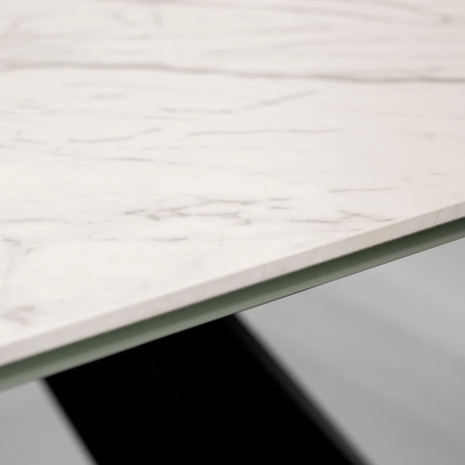The W Extending Dining Table by Mobital, showing closeup view of the w extending dining table in live shot.
