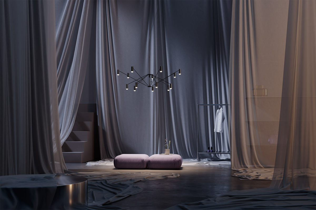 The W Pendant by Marset, showing the w pendant in live shot.