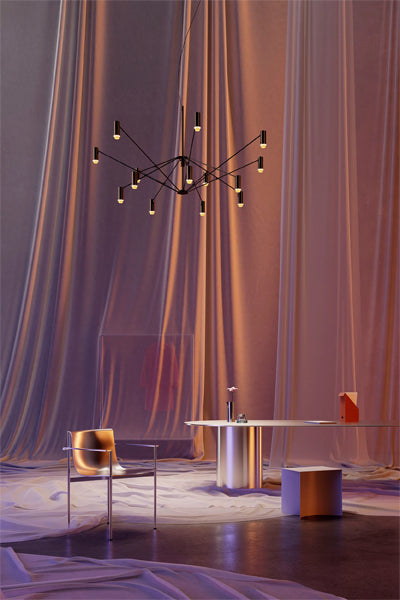 The W Pendant by Marset, showing the w pendant in live shot.