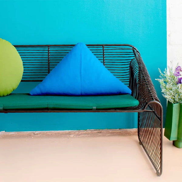 Round/Triangle/Arc Throw Pillow by Bend, showing throw pillow accessories in live shot.