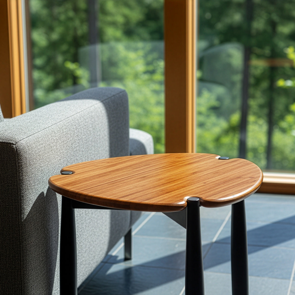 Tofino Side Table by Greenington, showing closeup view of tofino side table in live shot.