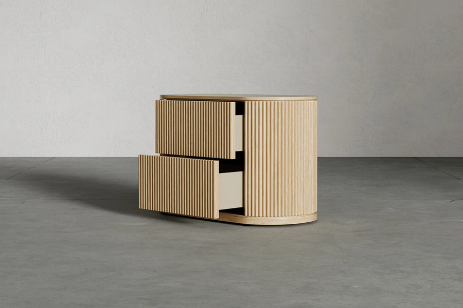 Toren Nightstand by Viesso, showing toren nightstand in live shot.