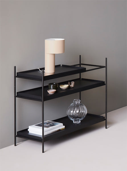 Tray Shelf by Woud, showing tray shelf in live shot.