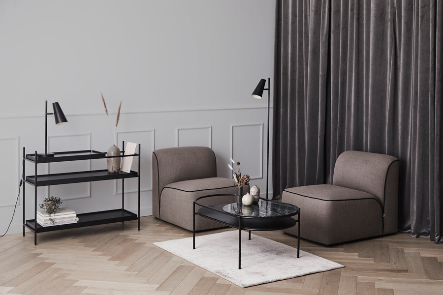 Tray Shelf by Woud, showing tray shelf in live shot.