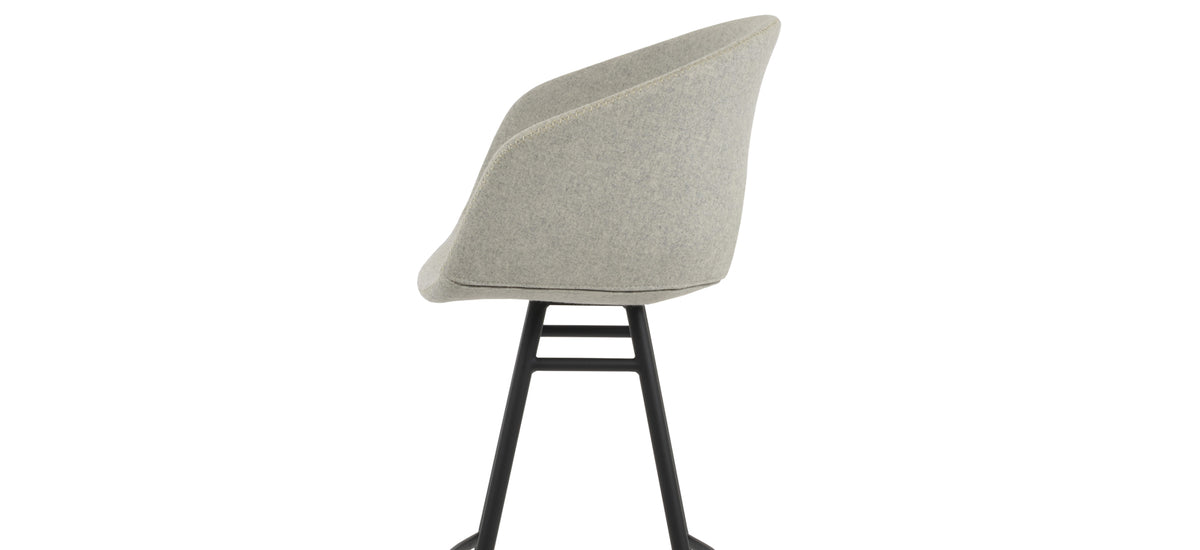 Tribeca Galata Stool by SohoConcept, showing closeup view of tribeca galata stool in black powder/camira blazer silver wool.