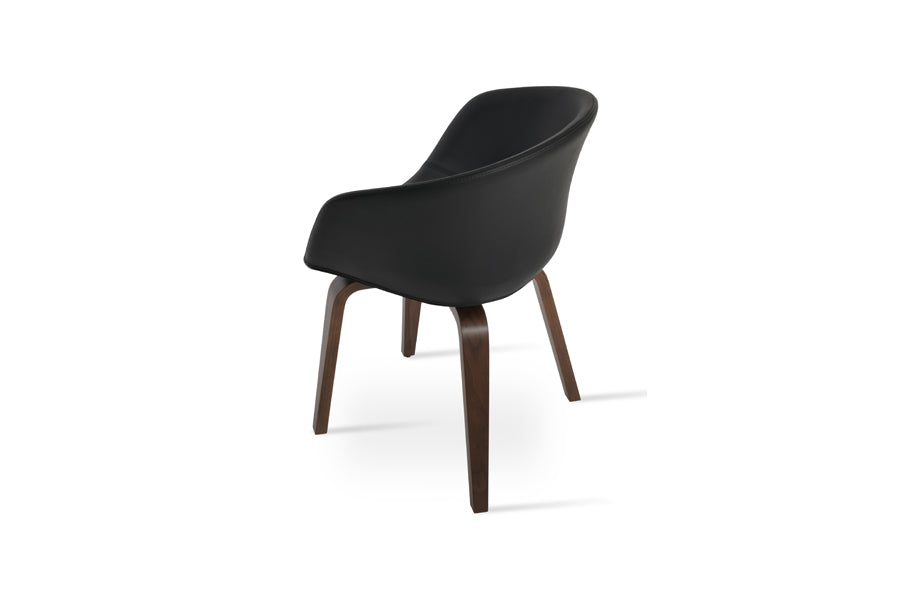 Tribeca Plywood Armchair by SohoConcept, showing back view of tribeca plywood armchair in american walnut veneer/black-a ppm.