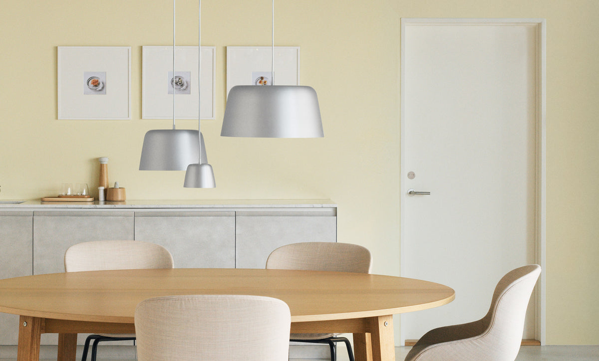 Tub Pendant Lamp by Normann Copenhagen, showing tub pendant lamps in live shot.