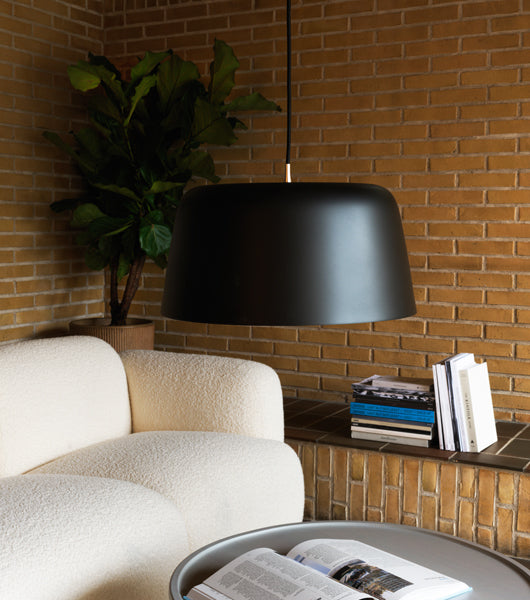 Tub Pendant Lamp by Normann Copenhagen, showing tub pendant lamp in live shot.