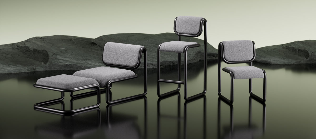 Tube Ottoman by Bend, showing tube ottoman in live shot.