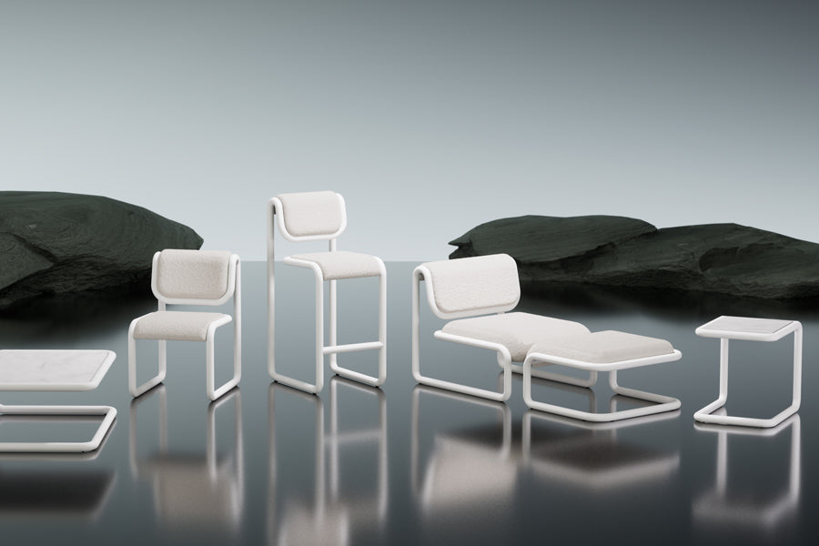 Tube Ottoman by Bend, showing tube ottoman in live shot.