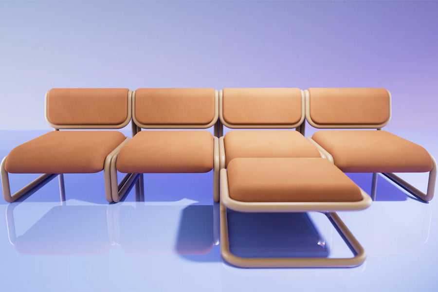 Tube Ottoman by Bend, showing tube ottoman in live shot.