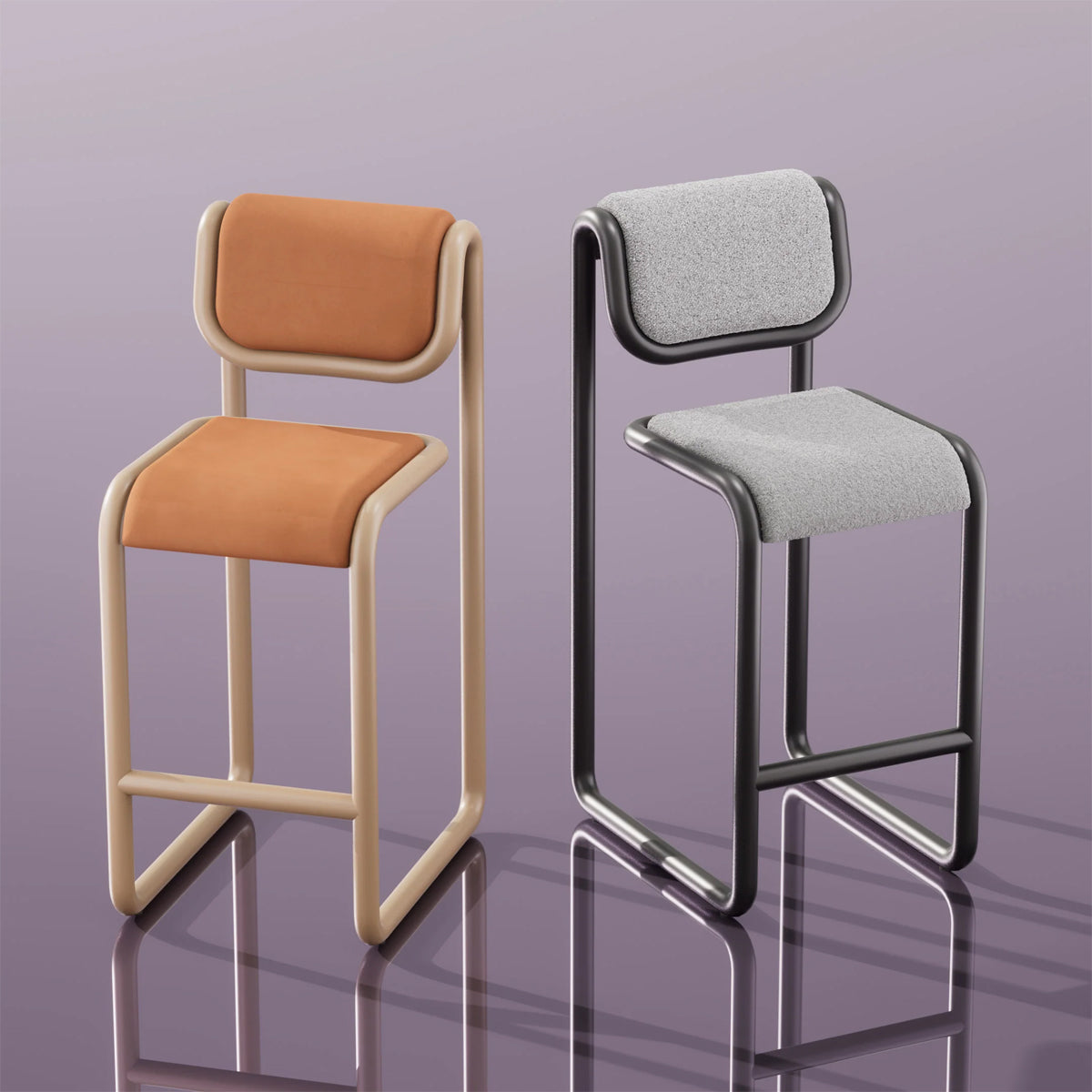 Tube Chair by Bend, showing tube stools in live shot.