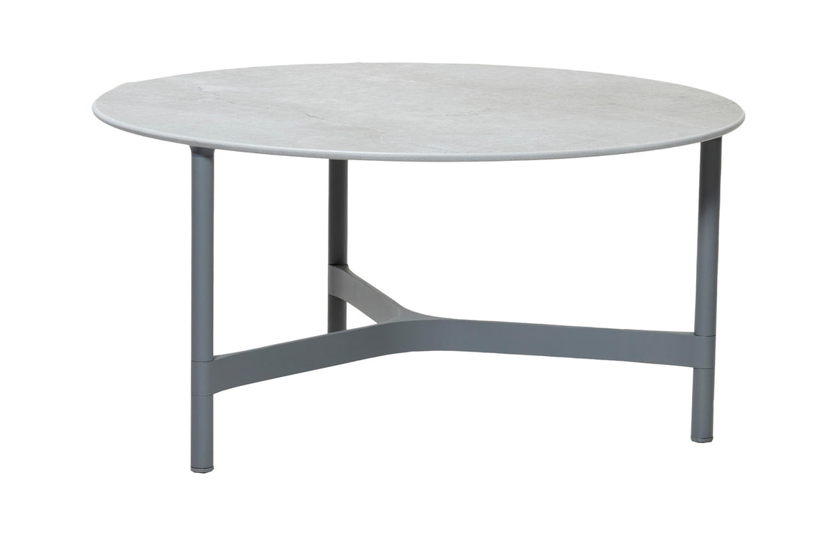 Twist Large Coffee Table by Cane-Line - Light Grey Aluminum *, Grey Fossil Ceramic *.