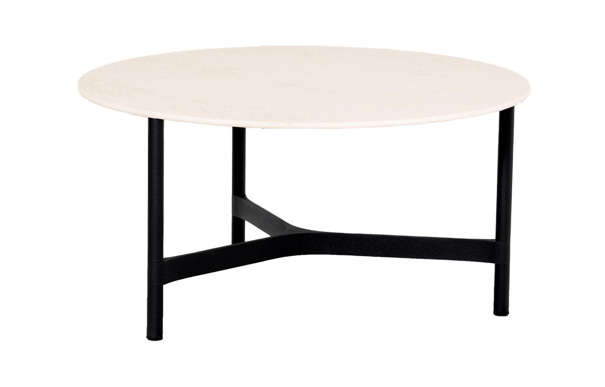 Twist Large Coffee Table by Cane-Line - Lava Grey Aluminum *, Travertine Look Ceramic *.