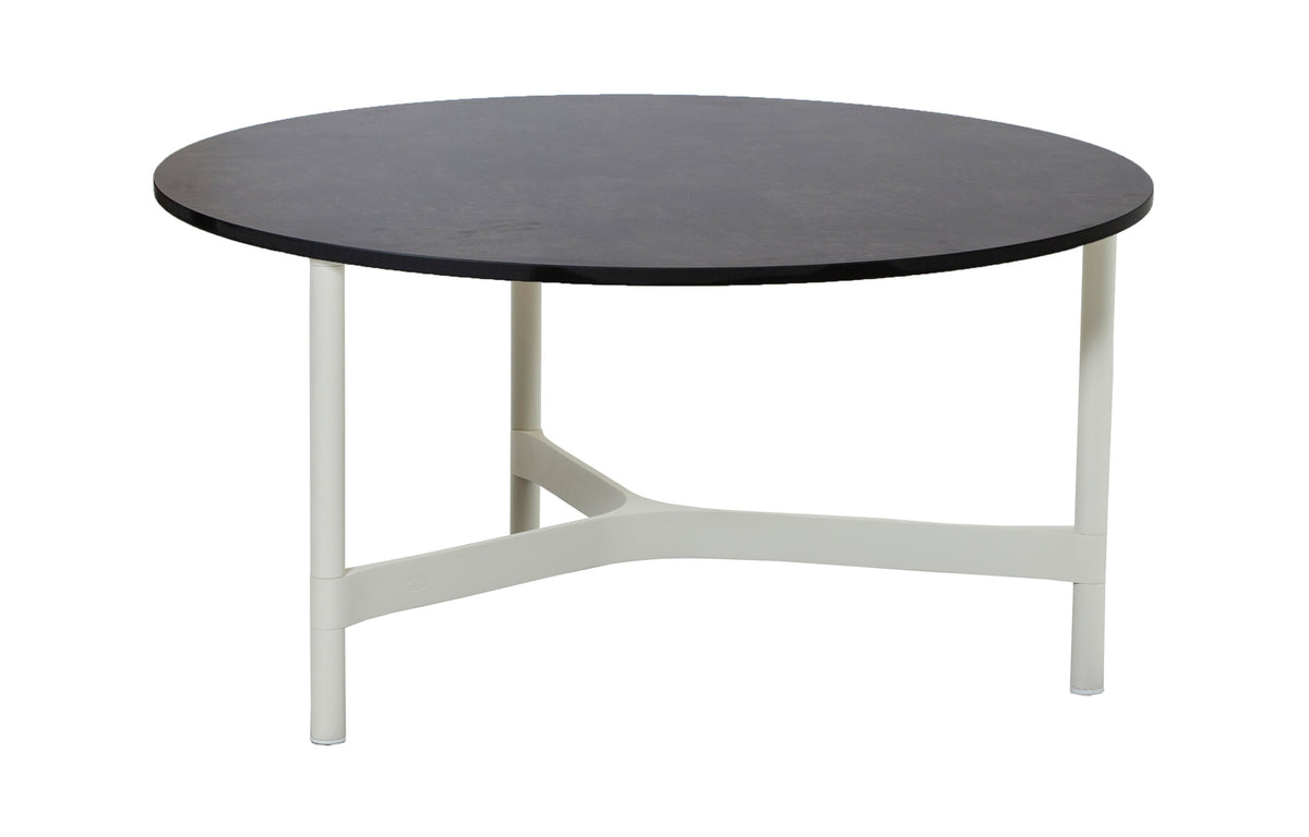 Twist Large Coffee Table by Cane-Line - White Aluminum, Dark Grey Structure HPL *.