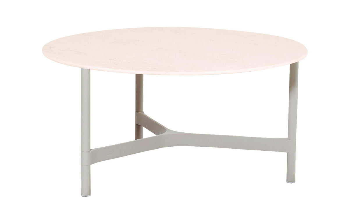 Twist Large Coffee Table by Cane-Line - Sand Aluminum *, Travertine Look Ceramic *.
