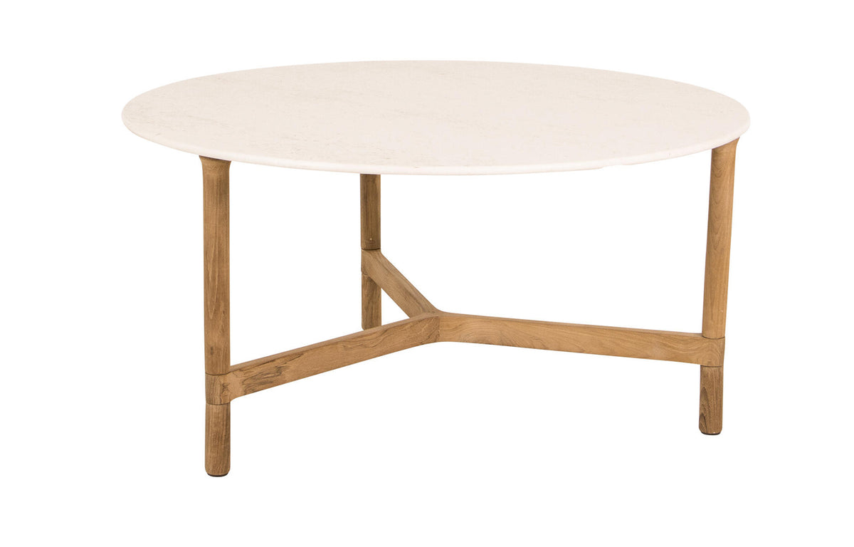 Twist Large Coffee Table by Cane-Line - Teak Wood *, Travertine Look Ceramic *.