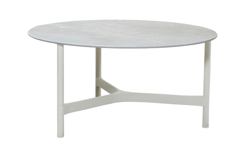 Twist Large Coffee Table by Cane-Line - White Aluminum, Grey Fossil Ceramic *.