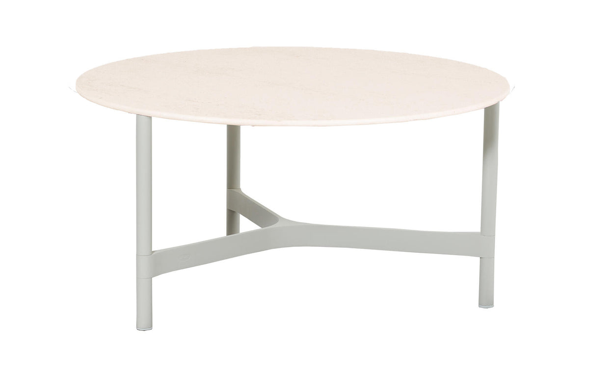 Twist Large Coffee Table by Cane-Line - White Aluminum, Travertine Look Ceramic *.