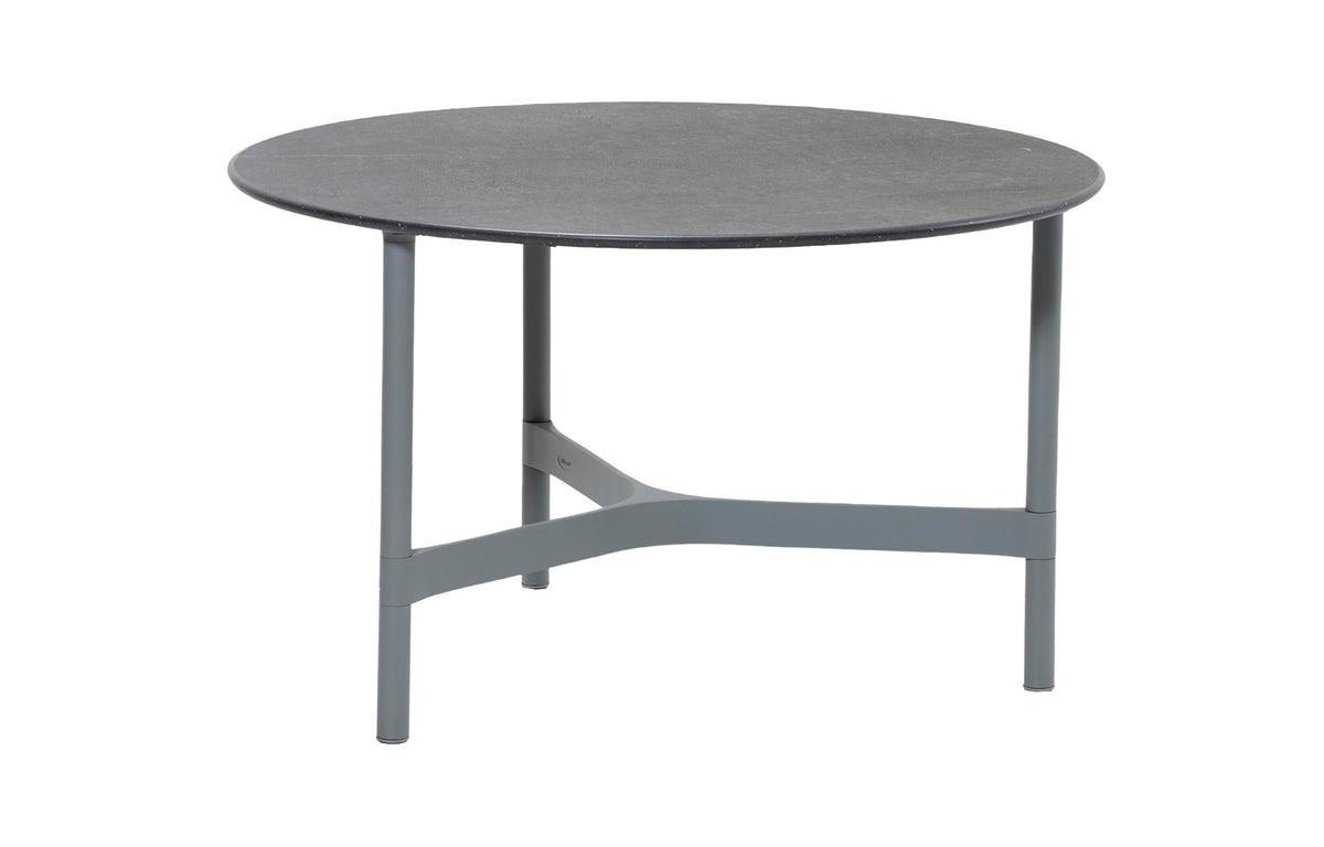 Twist Medium Coffee Table by Cane-Line - Light Grey Aluminum *, Black Fossil Ceramic *.