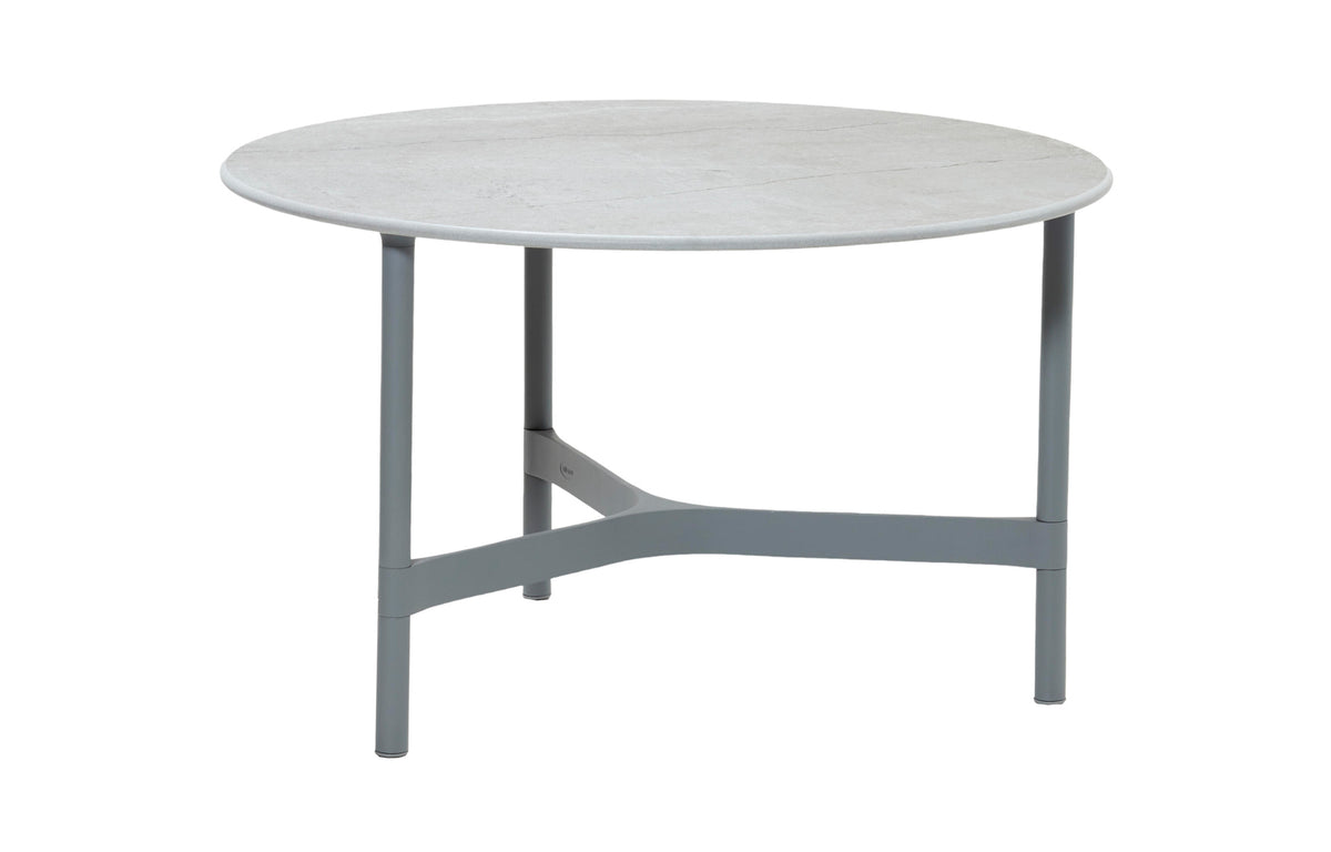 Twist Medium Coffee Table by Cane-Line - Light Grey Aluminum *, Grey Fossil Ceramic *.