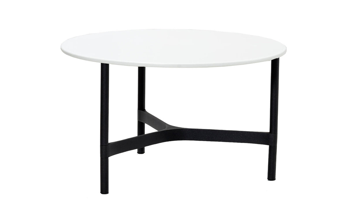 Twist Medium Coffee Table by Cane-Line - Lava Grey Aluminum *, White Hi-Core.