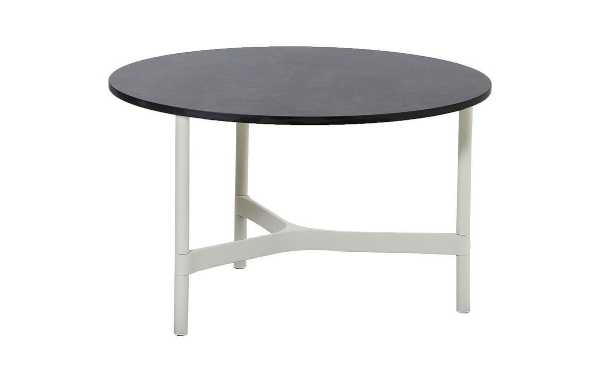 Twist Medium Coffee Table by Cane-Line - White Aluminum, Dark Grey Structure HPL *.