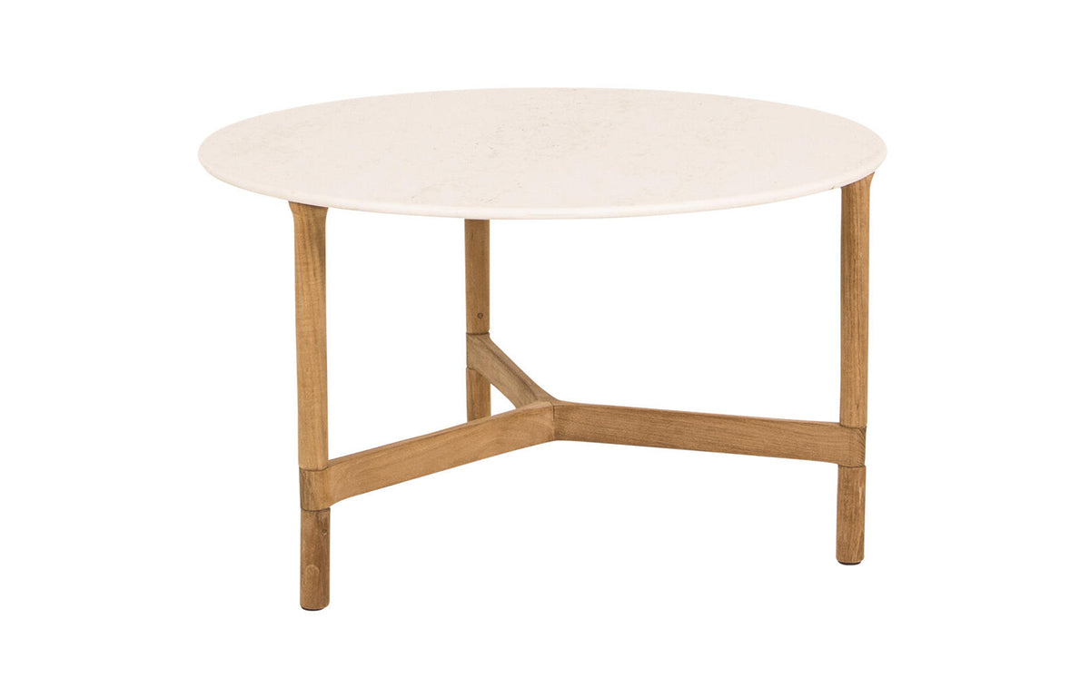 Twist Medium Coffee Table by Cane-Line - Teak Wood *, Travertine Look Ceramic *.