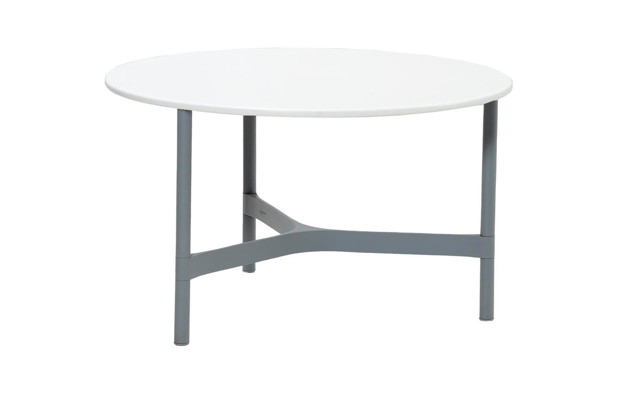 Twist Medium Coffee Table by Cane-Line - Light Grey Aluminum *, White Hi-Core.