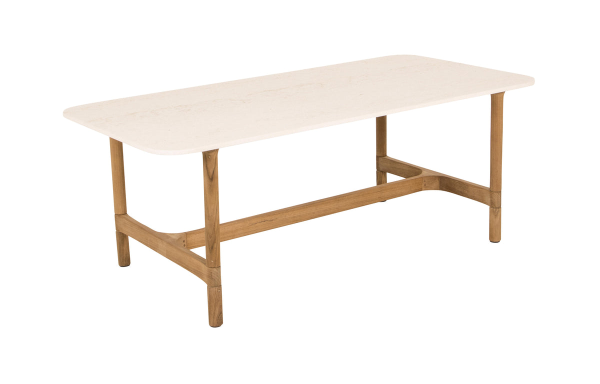 Twist Rectangular Coffee Table by Cane-Line - Teak Wood *, Travertine Look Ceramic *.