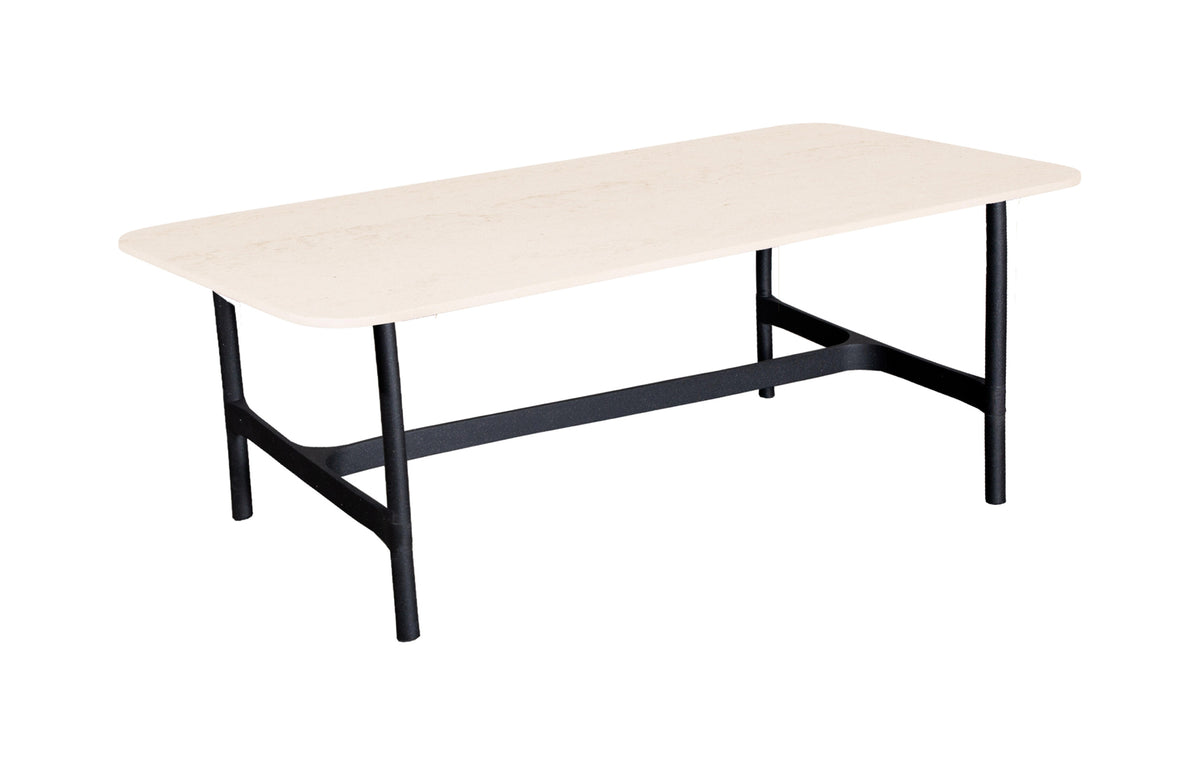 Twist Rectangular Coffee Table by Cane-Line - Lava Grey Aluminum *, Travertine Look Ceramic *.