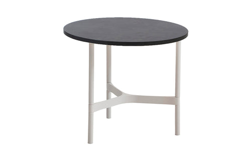 Twist Small Coffee Table by Cane-Line - White Aluminum, Dark Grey Structure HPL *.